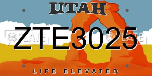 ZTE3025 Utah License Plate