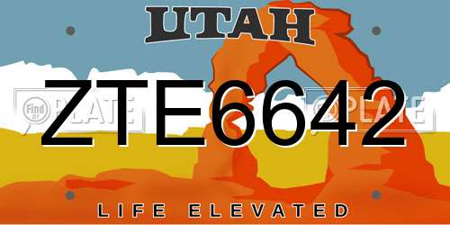 ZTE6642 Utah License Plate