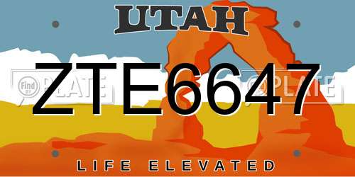 ZTE6647 Utah License Plate