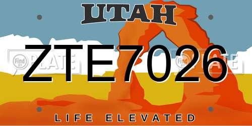 ZTE7026 Utah License Plate