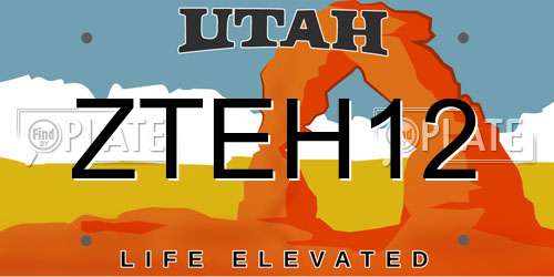 ZTEH12 Utah License Plate