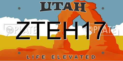 ZTEH17 Utah License Plate
