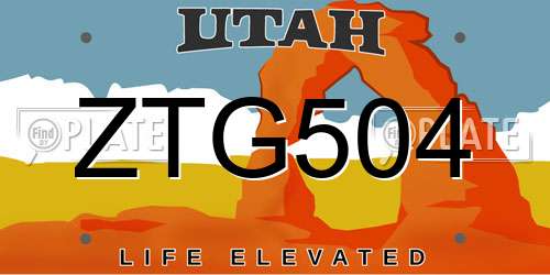 ZTG504 Utah License Plate