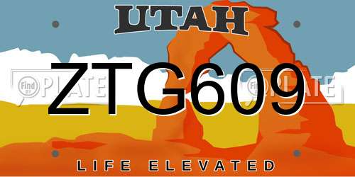 ZTG609 Utah License Plate