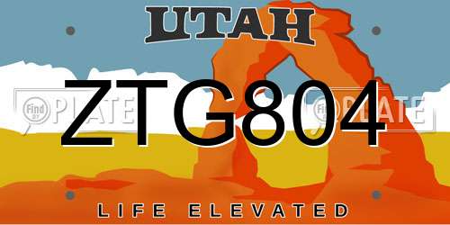 ZTG804 Utah License Plate