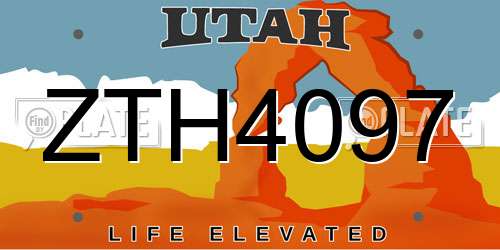 ZTH4097 Utah License Plate