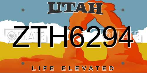ZTH6294 Utah License Plate