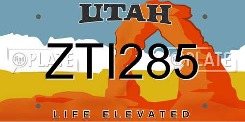ZTI285 Utah License Plate