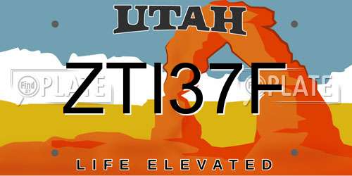 ZTI37F Utah License Plate