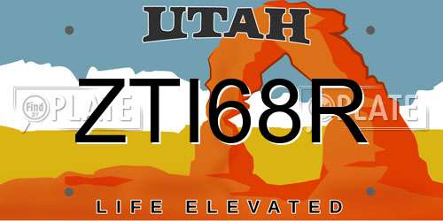ZTI68R Utah License Plate