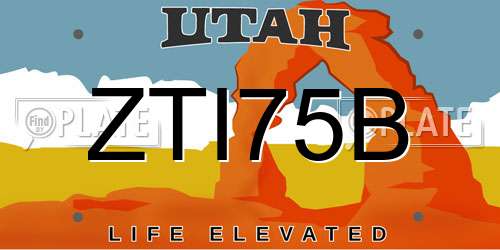 ZTI75B Utah License Plate