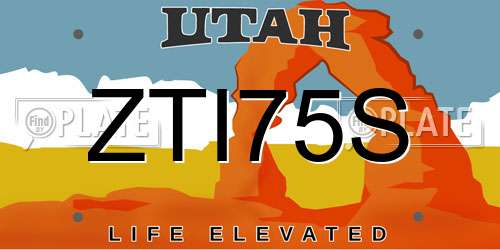 ZTI75S Utah License Plate
