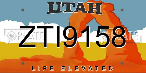 ZTI9158 Utah License Plate