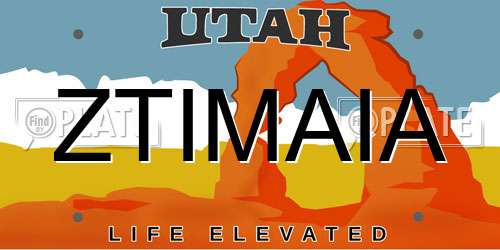 ZTIMAIA Utah License Plate