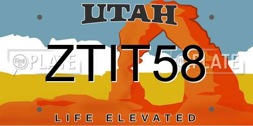 ZTIT58 Utah License Plate