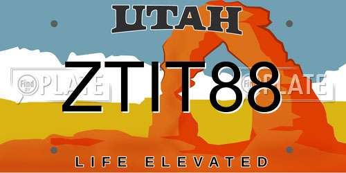 ZTIT88 Utah License Plate