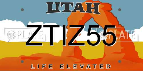 ZTIZ55 Utah License Plate