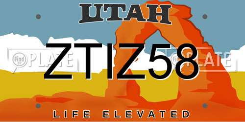 ZTIZ58 Utah License Plate
