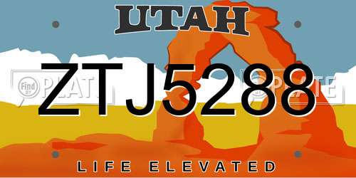 ZTJ5288 Utah License Plate