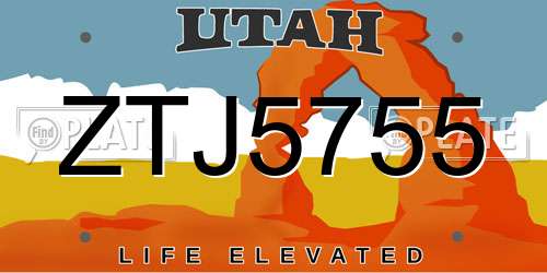 ZTJ5755 Utah License Plate