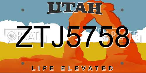 ZTJ5758 Utah License Plate