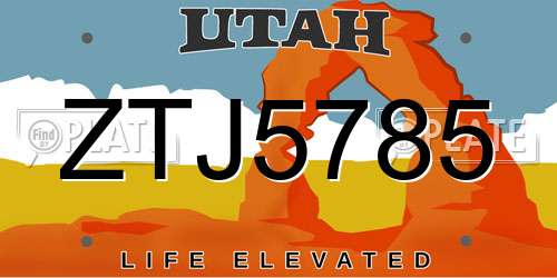 ZTJ5785 Utah License Plate