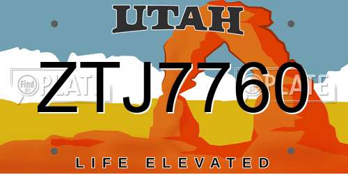 ZTJ7760 Utah License Plate