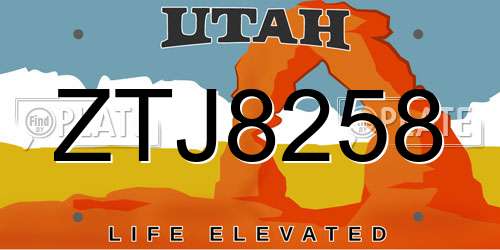 ZTJ8258 Utah License Plate