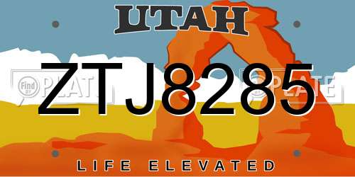 ZTJ8285 Utah License Plate