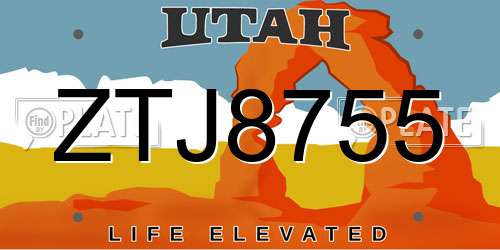 ZTJ8755 Utah License Plate