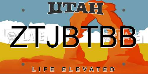 ZTJBTBB Utah License Plate