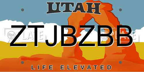 ZTJBZBB Utah License Plate