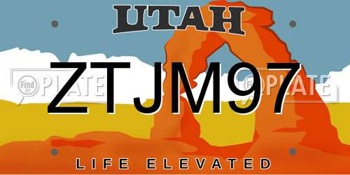 ZTJM97 Utah License Plate