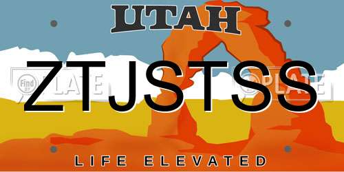 ZTJSTSS Utah License Plate