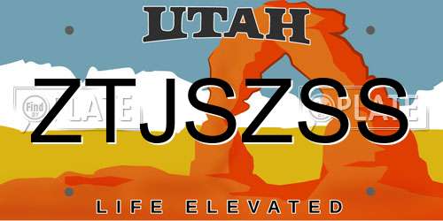 ZTJSZSS Utah License Plate