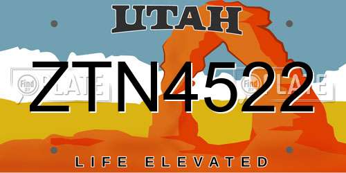 ZTN4522 Utah License Plate