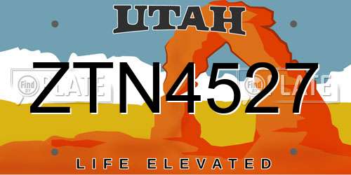 ZTN4527 Utah License Plate