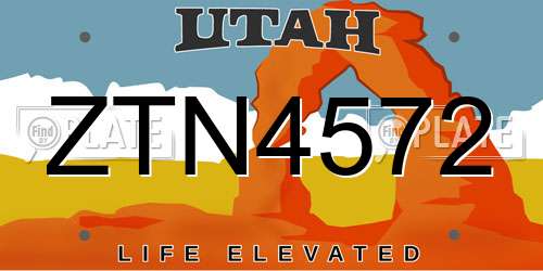 ZTN4572 Utah License Plate