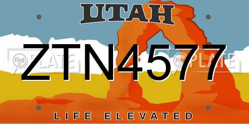ZTN4577 Utah License Plate