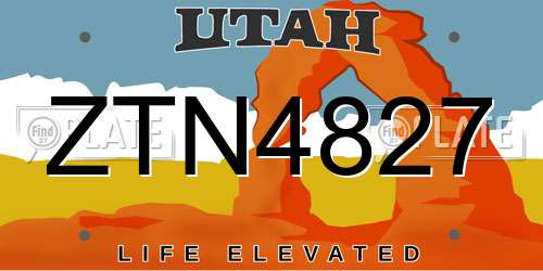 ZTN4827 Utah License Plate
