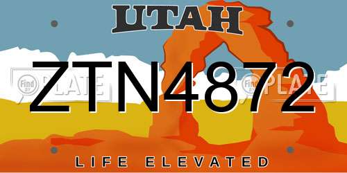 ZTN4872 Utah License Plate