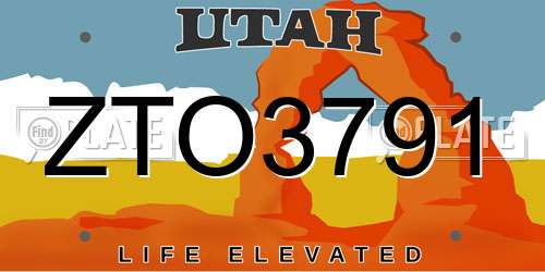 ZTO3791 Utah License Plate