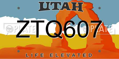 ZTQ607 Utah License Plate