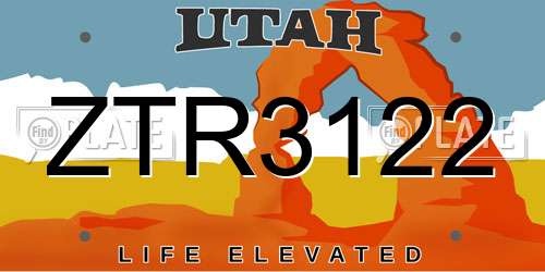 ZTR3122 Utah License Plate