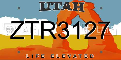 ZTR3127 Utah License Plate