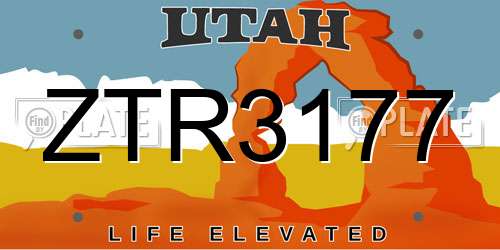 ZTR3177 Utah License Plate