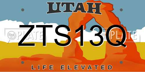ZTS13Q Utah License Plate