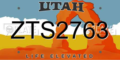 ZTS2763 Utah License Plate