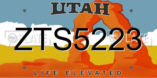 ZTS5223 Utah License Plate