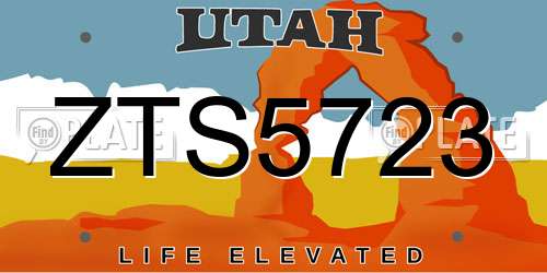 ZTS5723 Utah License Plate
